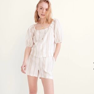 Linen-Blend Square-Neck Button-Front Top: Undyed Edition